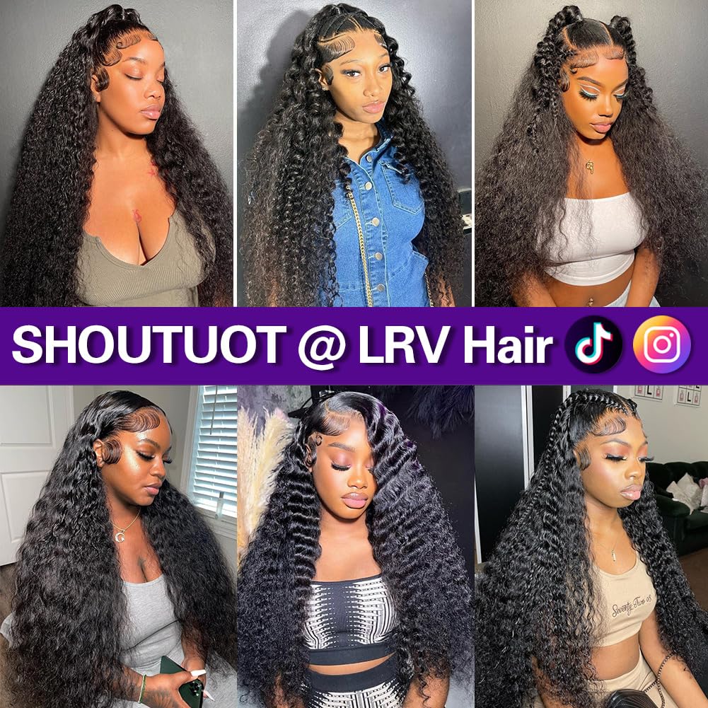 Auvron 34 Inch Deep Wave Lace Front Wigs Human Hair HD Frontal Deep Wave Wig