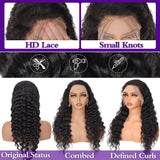 Auvron Human Hair Deep Wave Wig 13x4 HD Lace Front Wigs Human Hair, 24 Inch