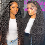 Auvron 34 Inch Deep Wave Lace Front Wigs Human Hair HD Frontal Deep Wave Wig