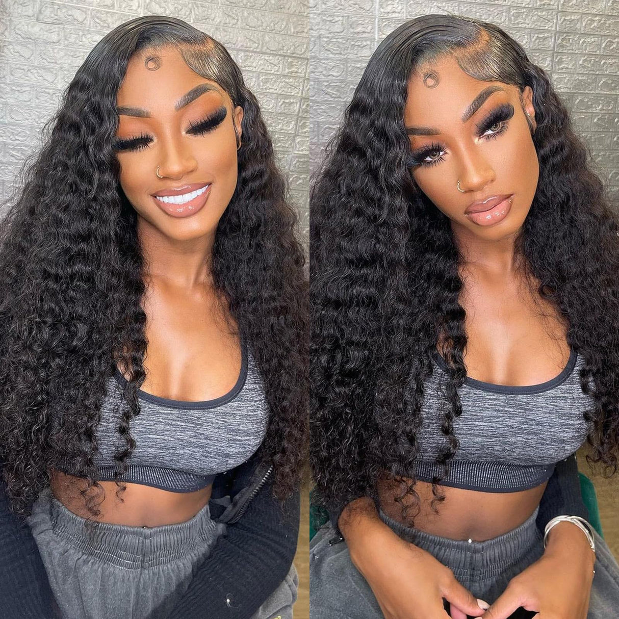 Auvron Deep Wave Lace Front Wigs Human Hair Pre Plucked 13x4 HD Lace Front Wigs