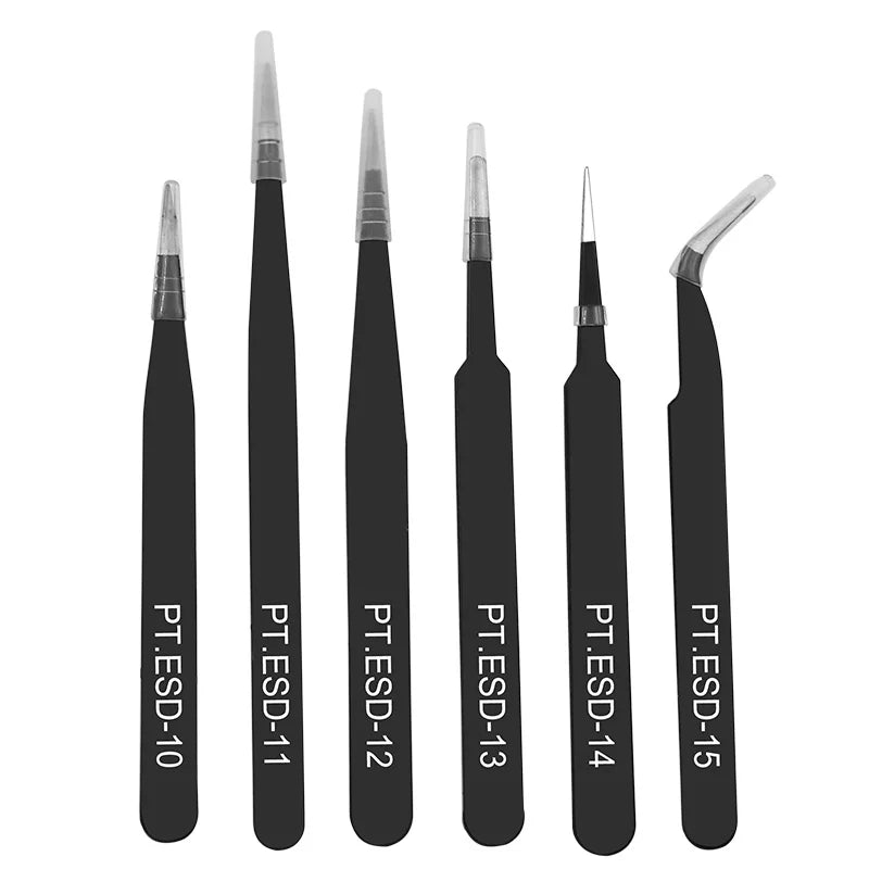 6pcs anti-static stainless steel tweezers set repair repair tool set anti-static hand tool set for model making