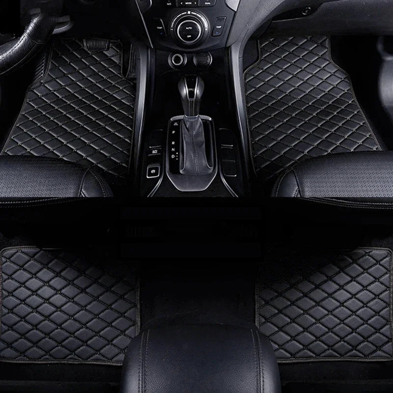 Car Floor Mats 4PCS Universal PU Leather Waterproof Auto Foot Pad Protector Carpet Front and Rear Mats Set Auto Accessories