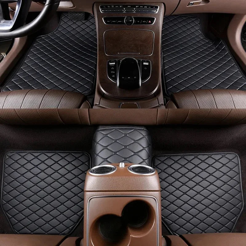 Car Floor Mats 5Pcs Universal Quality PU Leather Waterproof Auto Foot Pad Protector Automobile Interior Car Interior Accessories