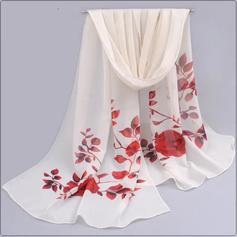 2024 Spring and Summer Women Scarf New Pashmina Shawl Printed Cape Silk Chiffon Polyester Tippet Muffler 60*160cm