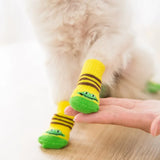 4Pcs Cute Pet Dog Socks with Print Anti-Slip Cats Puppy Shoes Paw Protector Products for Small Breeds Spitz York Dogs Chihuahua