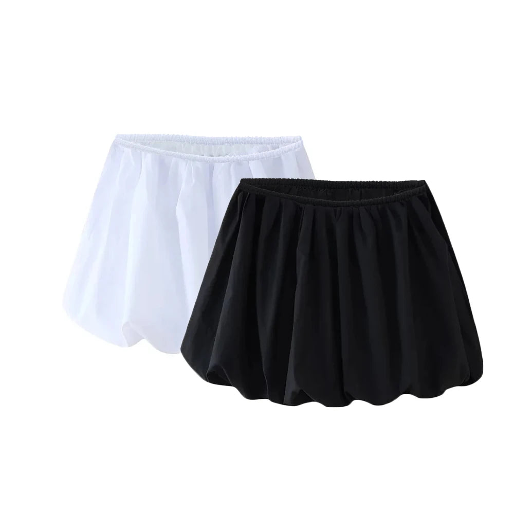 2024 New Women's Balloon Mini Skirt with Wide Elastic Waist and Comfortable Swing Fashion for Women