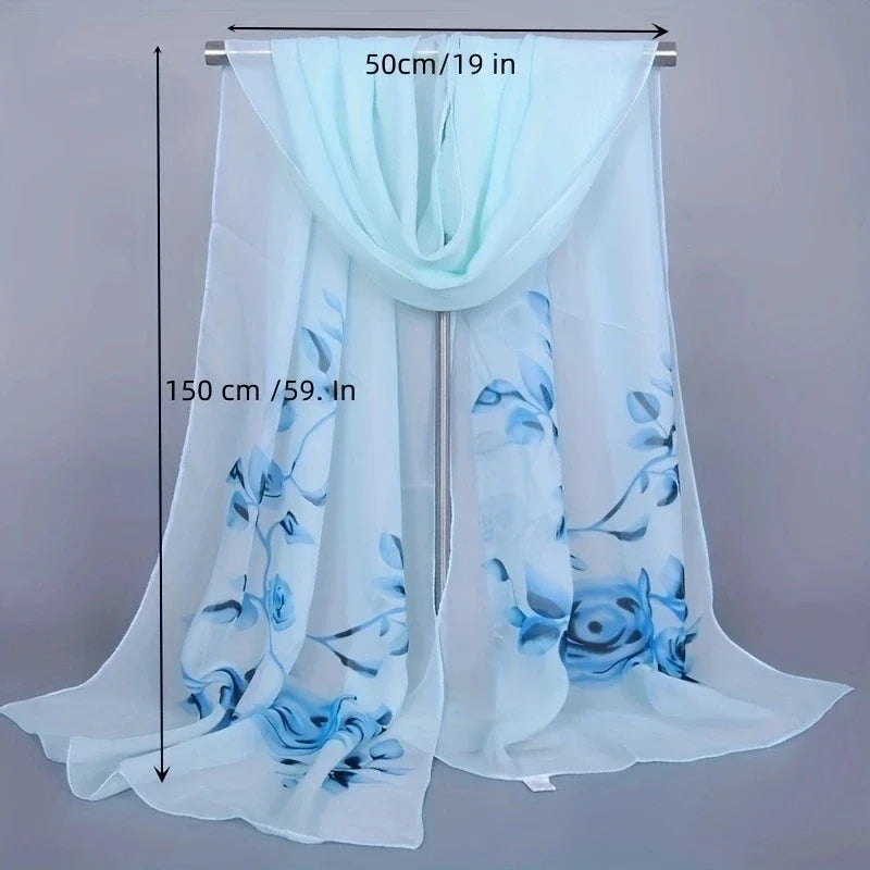 2024 Spring and Summer Women Scarf New Pashmina Shawl Printed Cape Silk Chiffon Polyester Tippet Muffler 60*160cm