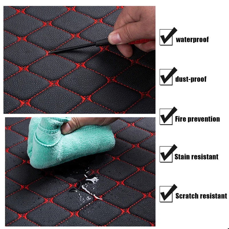 Car Floor Mats 4PCS Universal PU Leather Waterproof Auto Foot Pad Protector Carpet Front and Rear Mats Set Auto Accessories