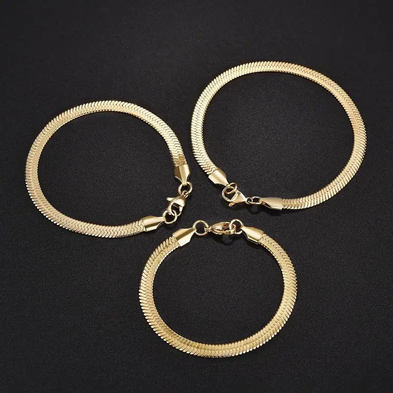 3/4/5MM Stainless Steel Snake Chain Bracelet For Women Men Classic Gold Color Charm Bracelets Jewellery Wholesale Dropshipping