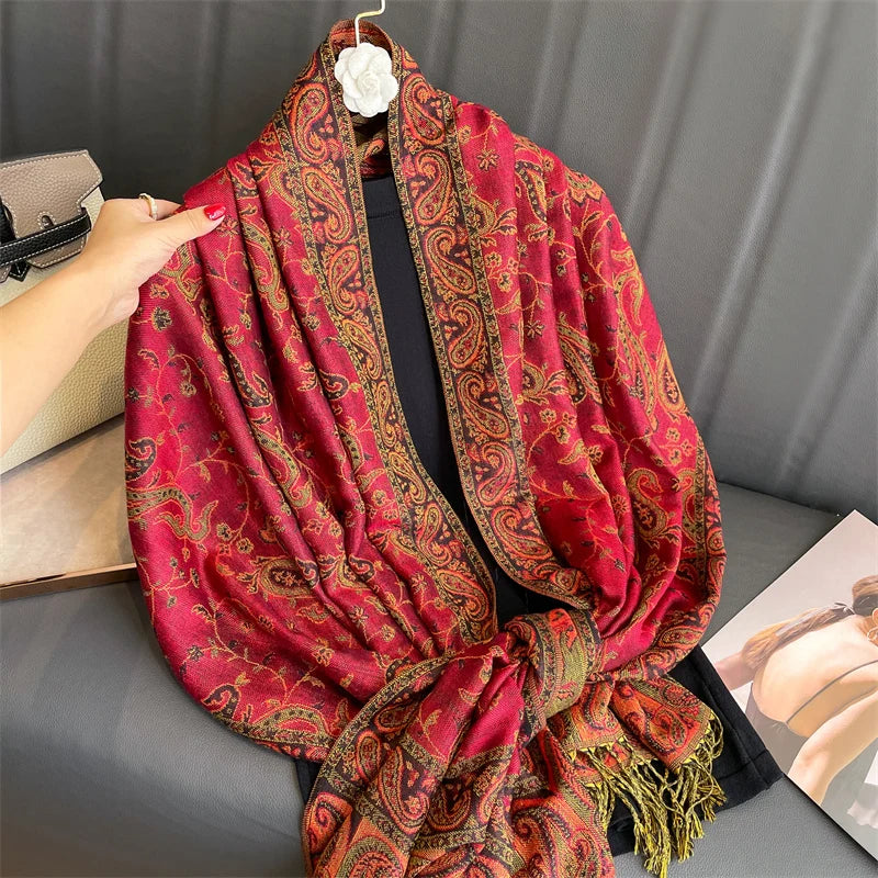 Bohemia Pashmina Hijab Scarf Long Muslim Cashmere Shawl Female Foulard Soft Turban Head Wraps For Women Headband Luxury Brand