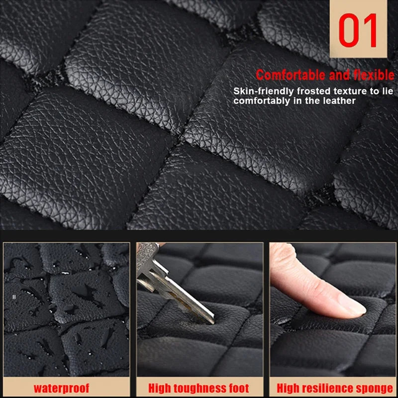 Car Floor Mats 4PCS Universal PU Leather Waterproof Auto Foot Pad Protector Carpet Front and Rear Mats Set Auto Accessories