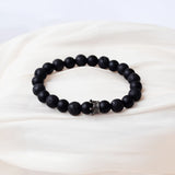 8mm Natural Lava Stone Bracelets For Women Men New Volcanic Stone Black White Agate Crown Beads Bangle Jewelry Christmas Gift