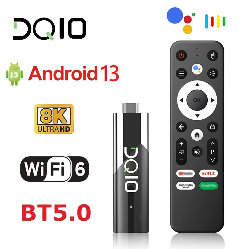 LEMFO DQ10 Android13 ATV Smart TV Stick Allwinner H618 Quad Core Cortex A53 Support 8K Video 4K Wifi6 Voice Remote Mini TV Box