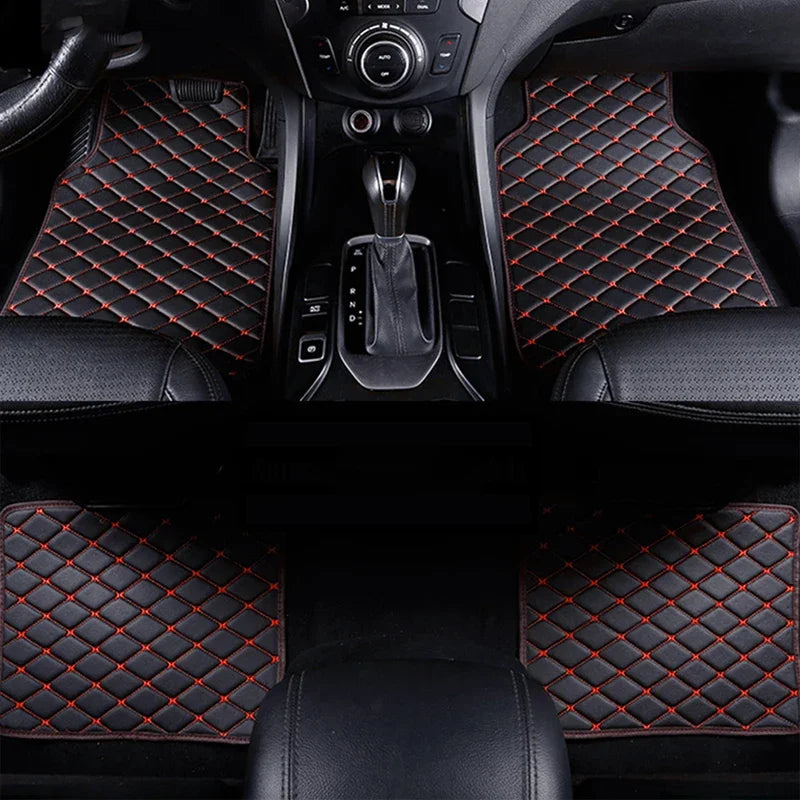 Car Floor Mats 4PCS Universal PU Leather Waterproof Auto Foot Pad Protector Carpet Front and Rear Mats Set Auto Accessories