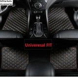 4pc Universal Fit PU Leather Beige Car Floor Mat Non-Slip Auto Carpet Waterproof Foot Pads Protector Vehicle Interior Moulding