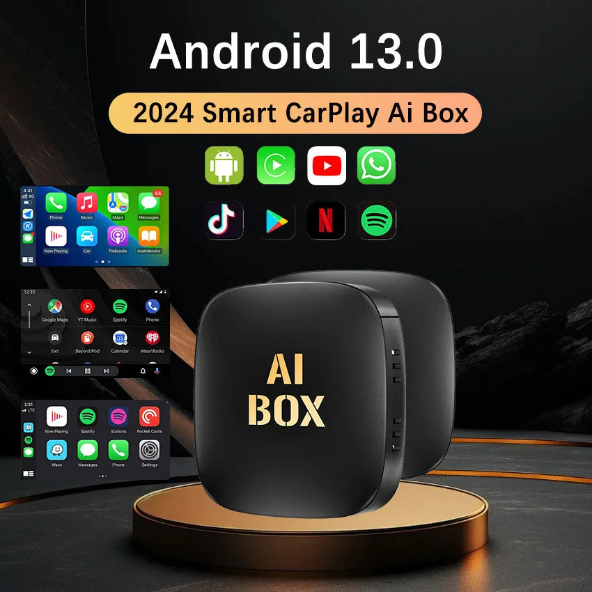 Android 13 Ai Box Wired to Wireless Carplay Android Auto Adapter WiFi For Youtube Nexflit Cars Smart Ai Box Bulit in Play Stroe