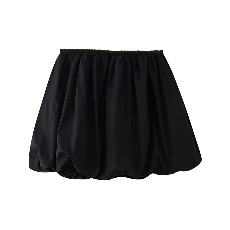 2024 New Women's Balloon Mini Skirt with Wide Elastic Waist and Comfortable Swing Fashion for Women