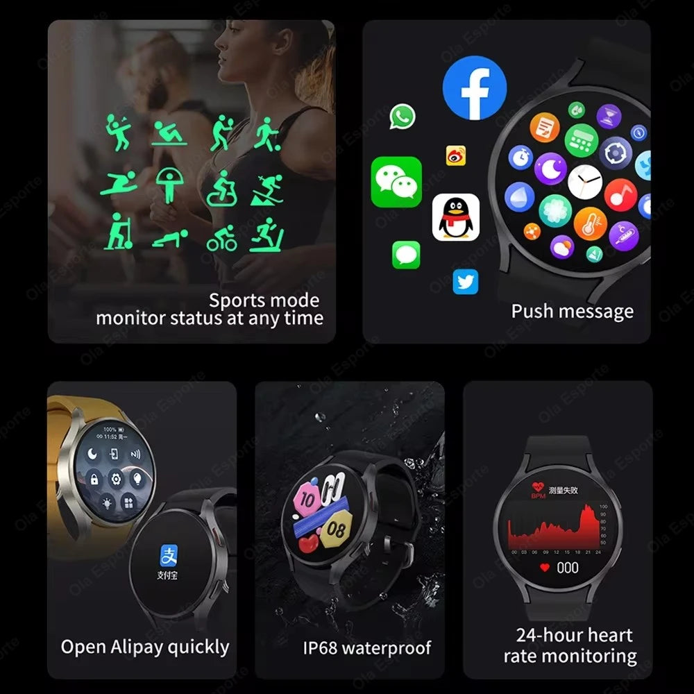 2024 New For Samsung Galaxy Watch 6 Classic Smart Watch Men Women Bluetooth Call HD AMOLED Voice Call Sports Waterproof Watches