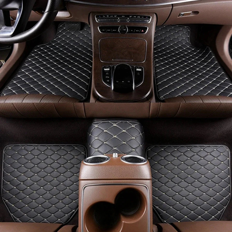 Car Floor Mats 5Pcs Universal Quality PU Leather Waterproof Auto Foot Pad Protector Automobile Interior Car Interior Accessories