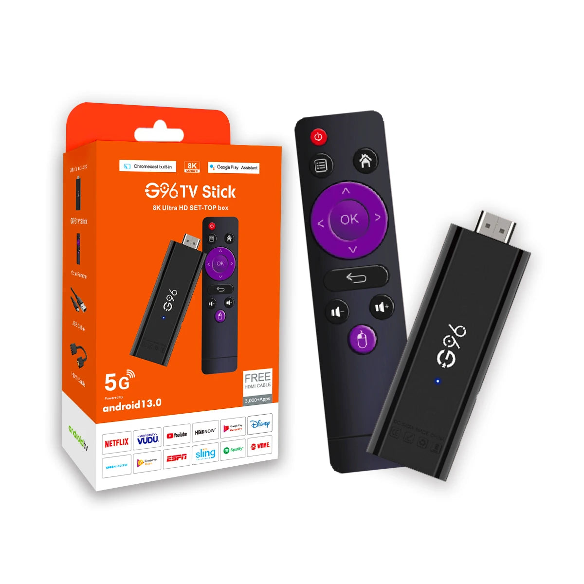 Android13.0 Mini 8K HDR10+ Smart TV Stick BT Voice Assistant AllwinnerH313 Quad Core Cortex A53 G96 ATV Media Player2GB16GB Q6