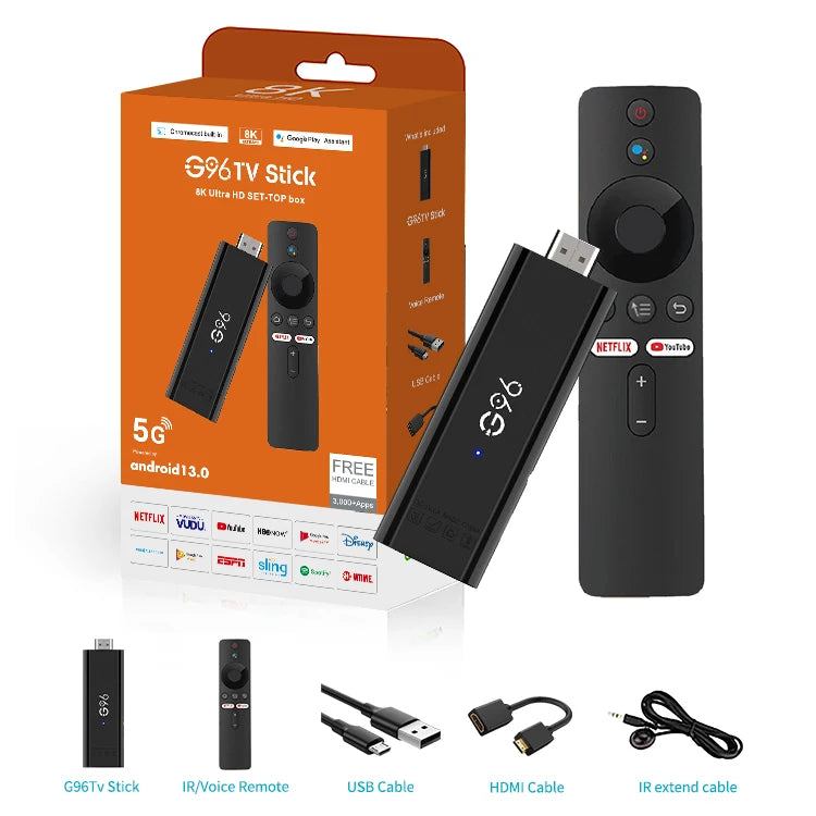 G96 ATV Mini Q6 TV Stick Android13.0 Allwinner H313 Quad Core Cortex A53 Support 8K Video 4K BT Voice Remote Smart TV Box