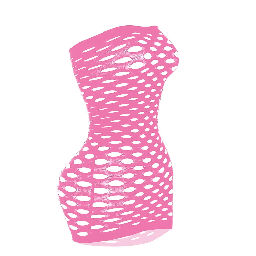 2024 New Mesh Hollow Out Women's Mini Dress Sexy Club Party Bodycon Fashion Evening Dresses Elegant Clothes Pink Luxury Dresses