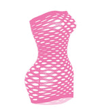 2024 New Mesh Hollow Out Women's Mini Dress Sexy Club Party Bodycon Fashion Evening Dresses Elegant Clothes Pink Luxury Dresses